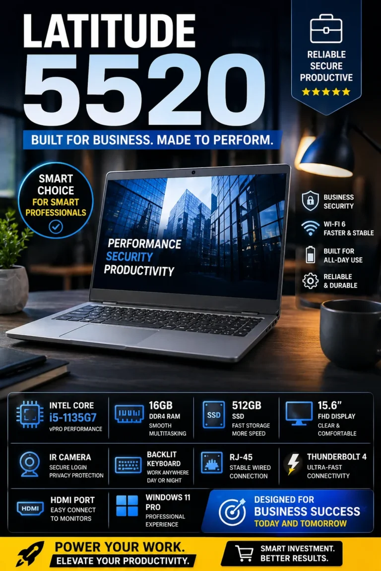 Dell Latitude 5520 business laptop with Intel Core i5 vPro, WiFi 6 and Thunderbolt 4