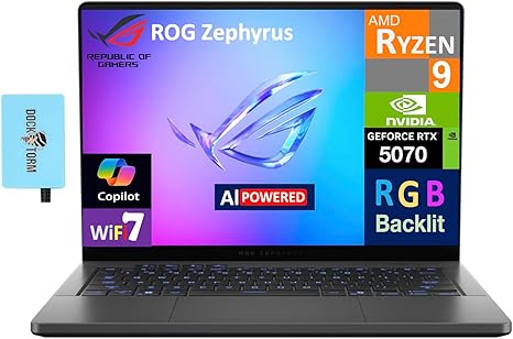 ASUS ROG Zephyrus G14 gaming laptop with RTX 5070 used for engineering simulations and 3D rendering