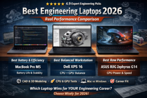 Comparison of MacBook Pro M5, Dell XPS 16, and ASUS ROG Zephyrus G14 for engineering students in 2026