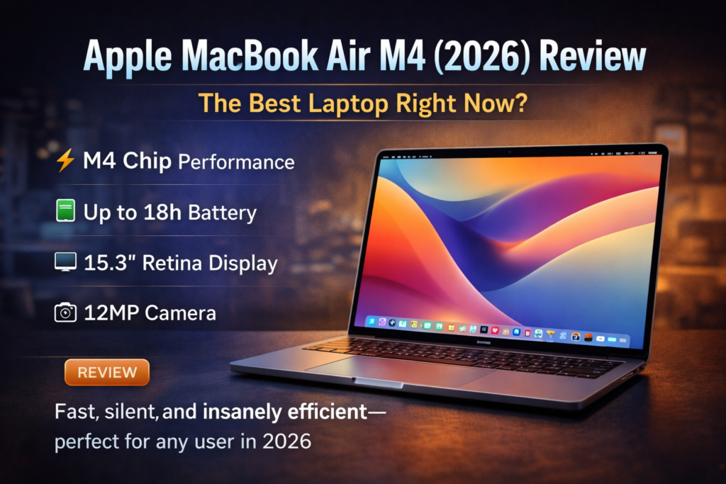 Apple MacBook Air M4 2026 review showing performance, battery life, Retina display and key features for everyday users