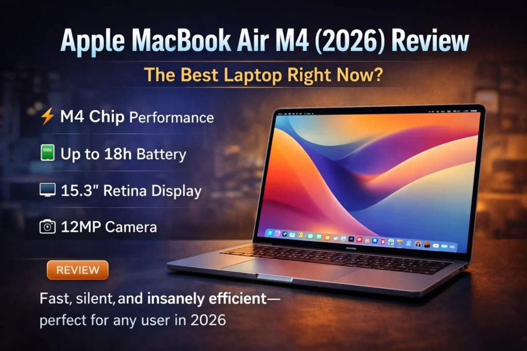 Apple MacBook Air M4 2026 review showing performance, battery life, Retina display and key features for everyday users