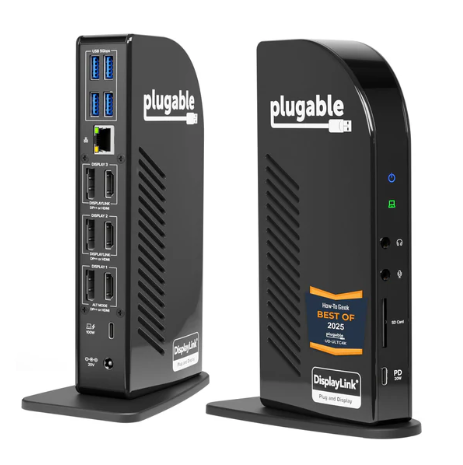 Plugable USB-C triple display docking station with 3 HDMI outputs and 100W power delivery