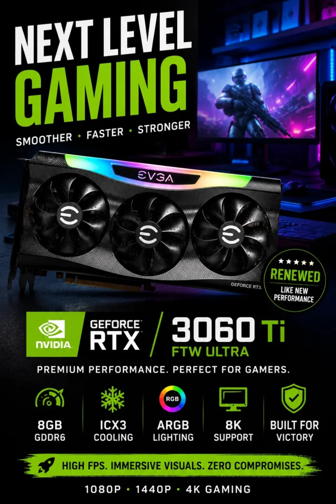 NVIDIA RTX 3060 Ti 8GB graphics card for high FPS gaming and 1440p performance