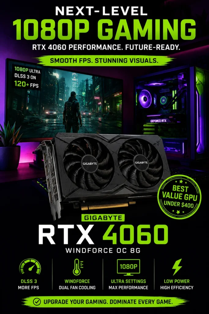 NVIDIA RTX 4060 8GB graphics card with DLSS 3 and ray tracing support