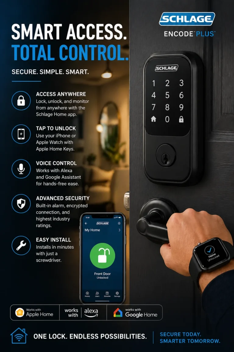 Schlage Encode Plus WiFi smart lock with Apple Watch unlock Alexa HomeKit and keyless secure entry