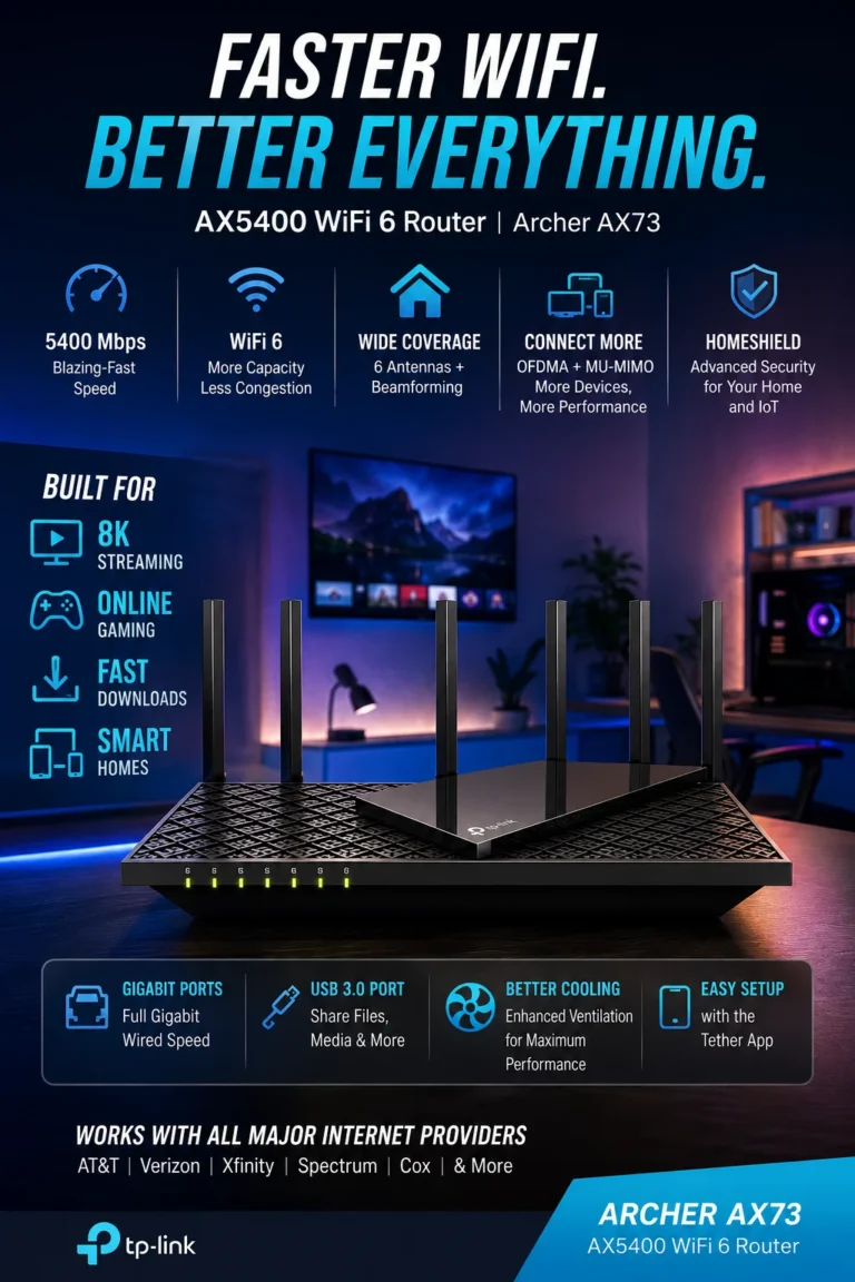 TP-Link Archer AX73 WiFi 6 router with 6 antennas gigabit performance best value home internet upgrade