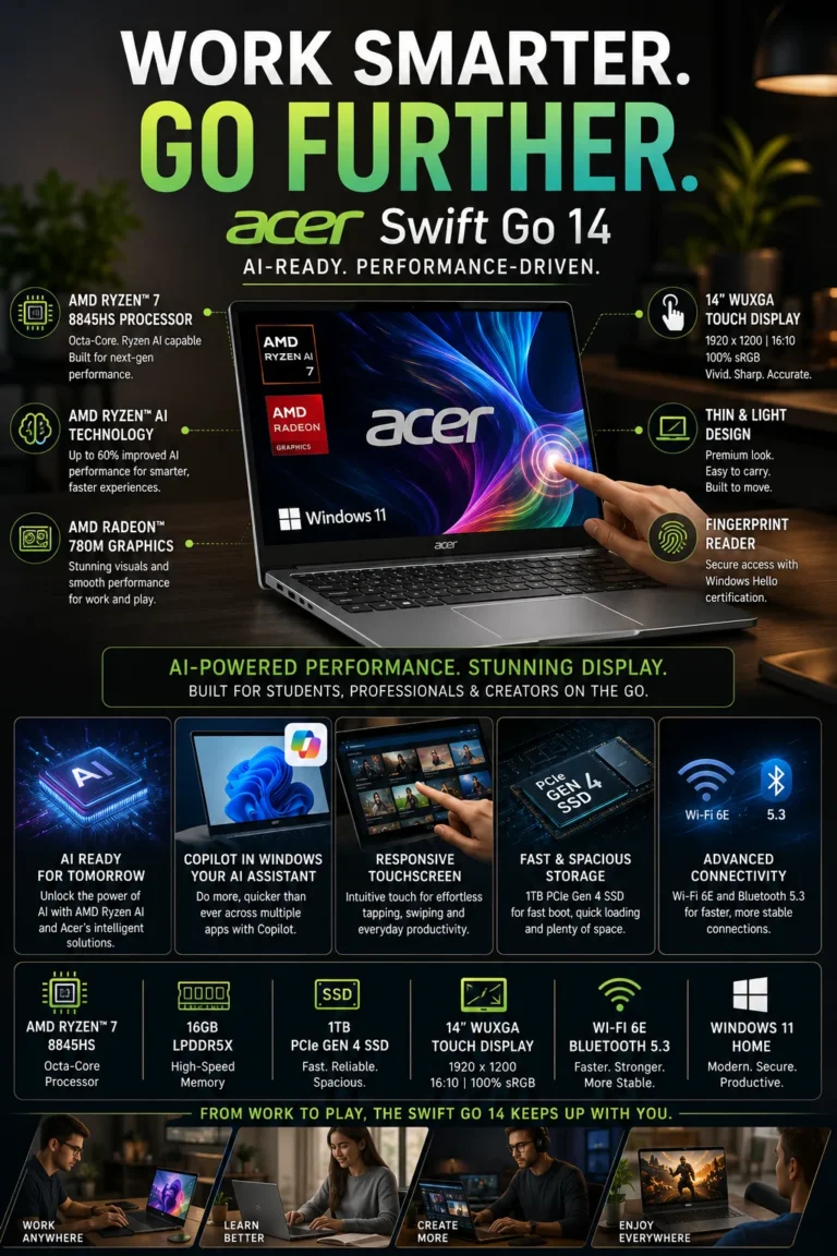 Acer Swift Go 14 budget business laptop with Ryzen 7 and touchscreen