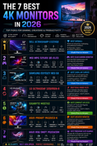Best 4K monitors for gaming, productivity, and creators in 2026 featuring OLED, QD-OLED, and professional displays
