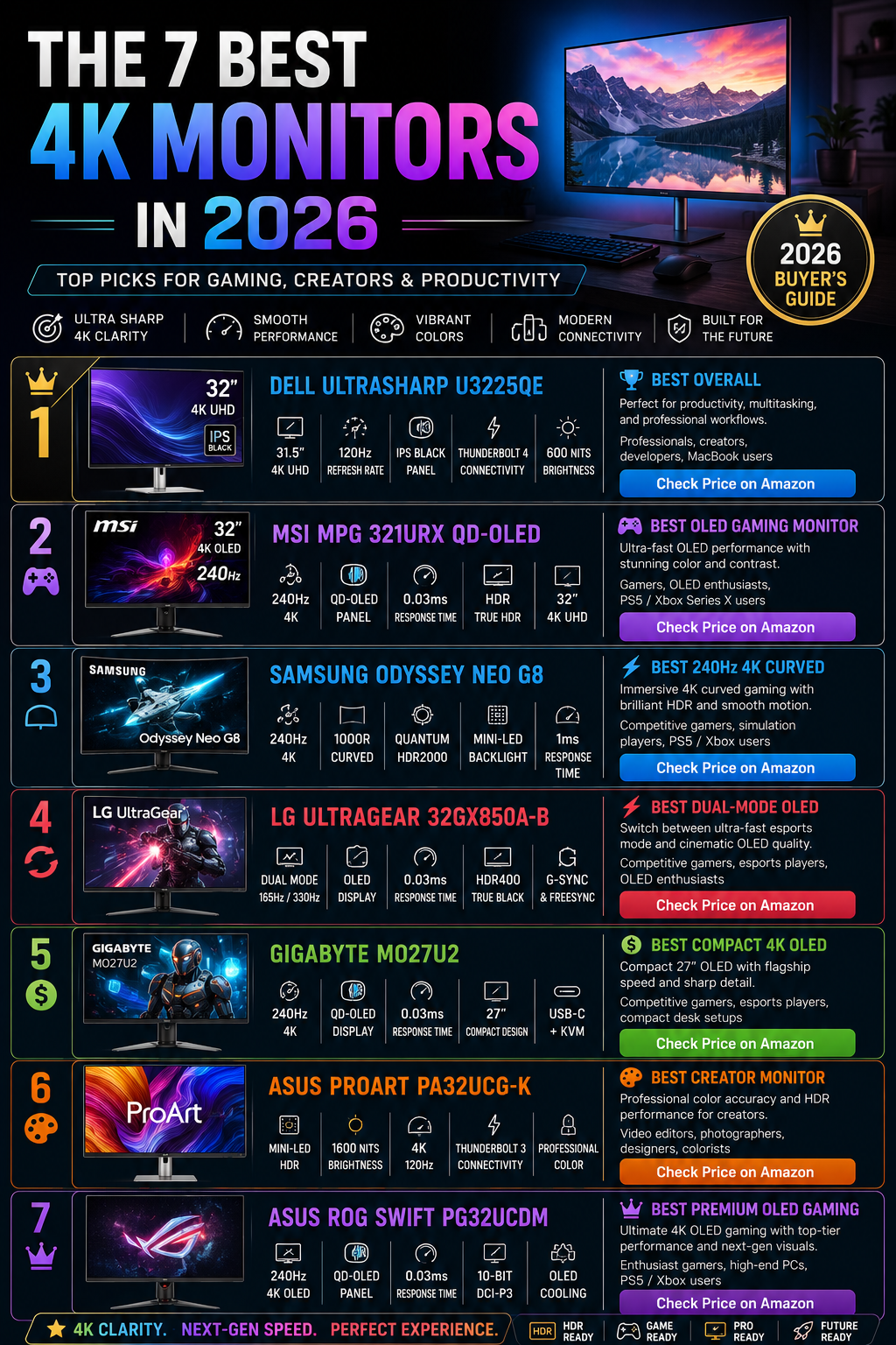 7 Best 4K Monitors For Gaming Work Creators In 2026 Ultimate Buyer Best 4k Monitors Gaming Work Creators 2026