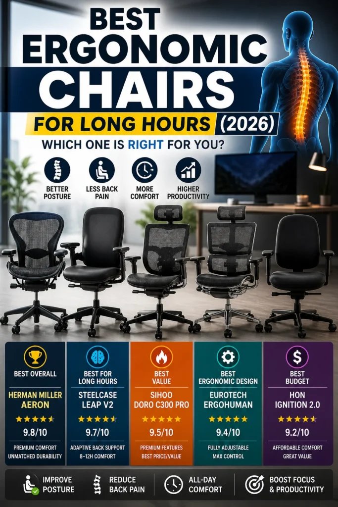 Best ergonomic chairs in 2026 for office setup to reduce back pain and improve posture