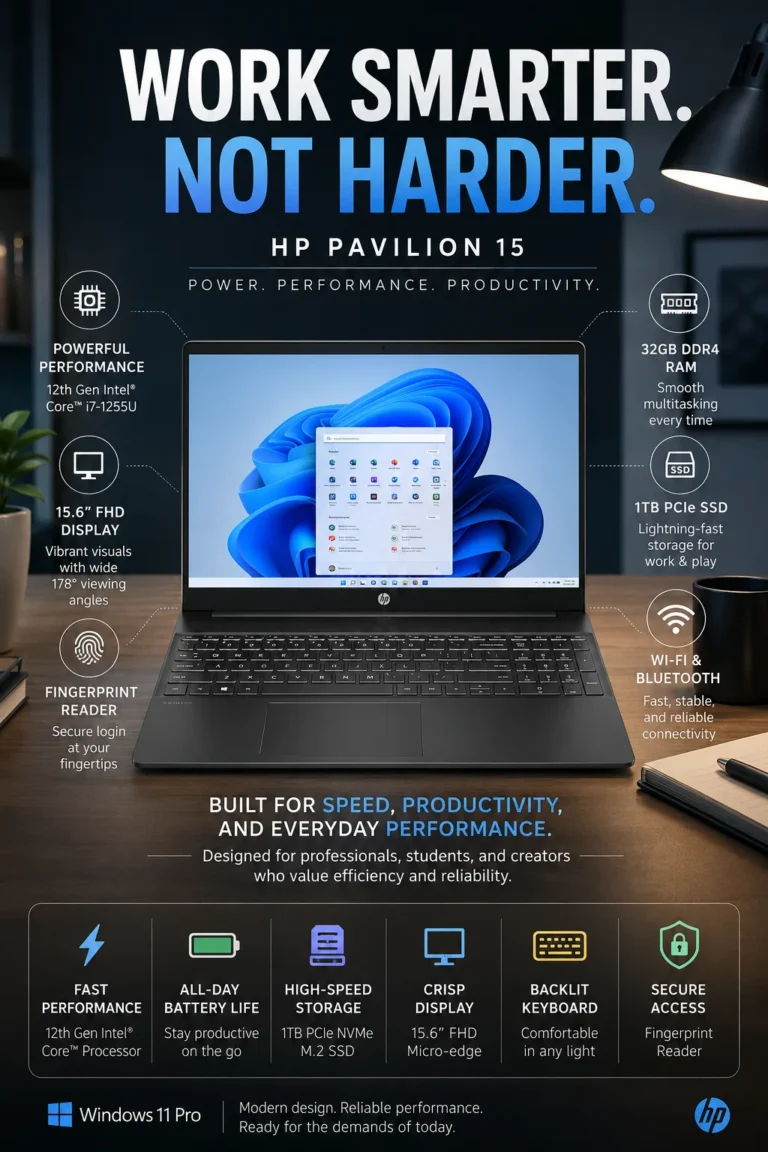 HP Pavilion 15 laptop with Intel i7, 32GB RAM and 1TB SSD