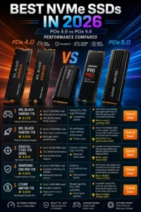 Best NVMe SSDs 2026 comparison PCIe 4.0 vs PCIe 5.0 for gaming speed and performance