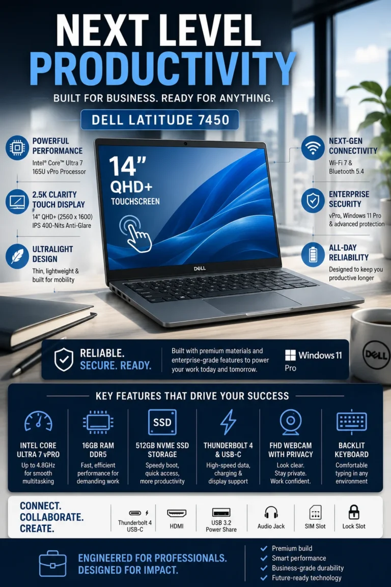 Dell Latitude 7450 enterprise business laptop with Intel Core Ultra 7 and touchscreen display