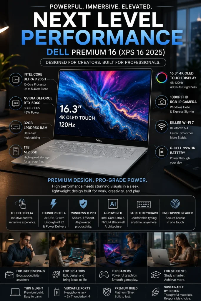 Dell Premium 16 XPS 16 laptop with 4K OLED display for stock market trading