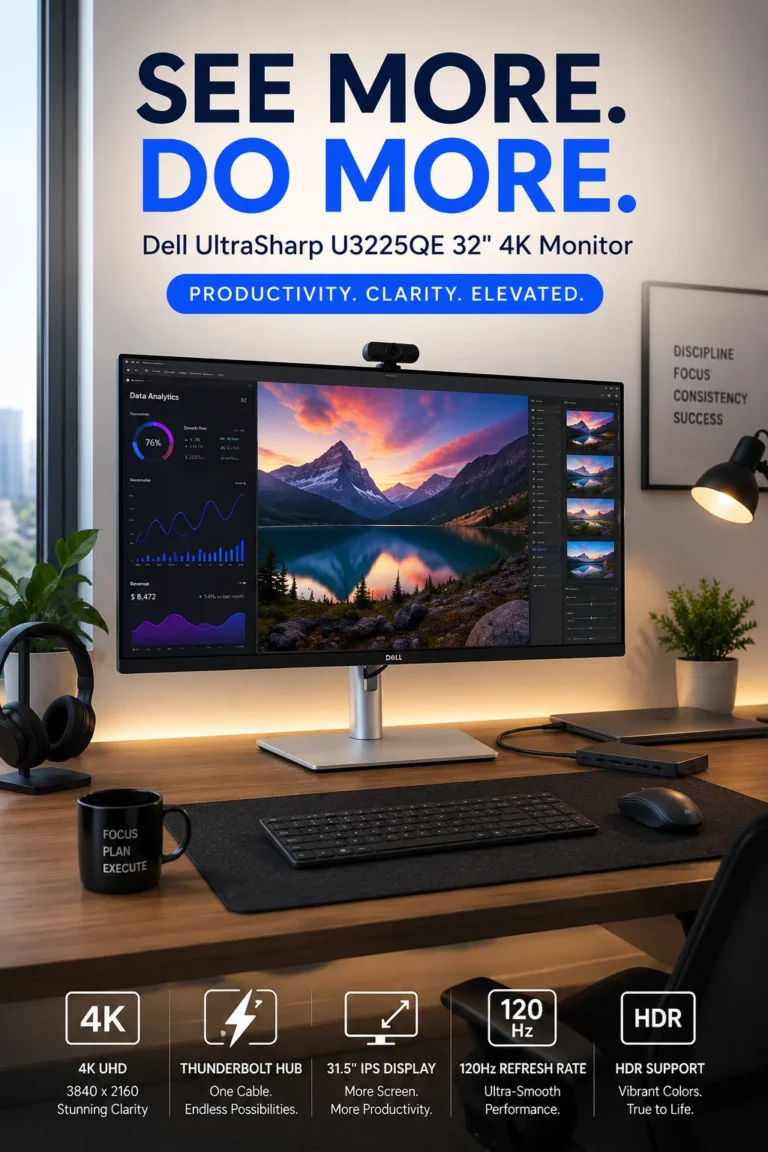 Dell UltraSharp U3225QE 32-inch 4K IPS Black monitor for productivity and professional work setups in 2026