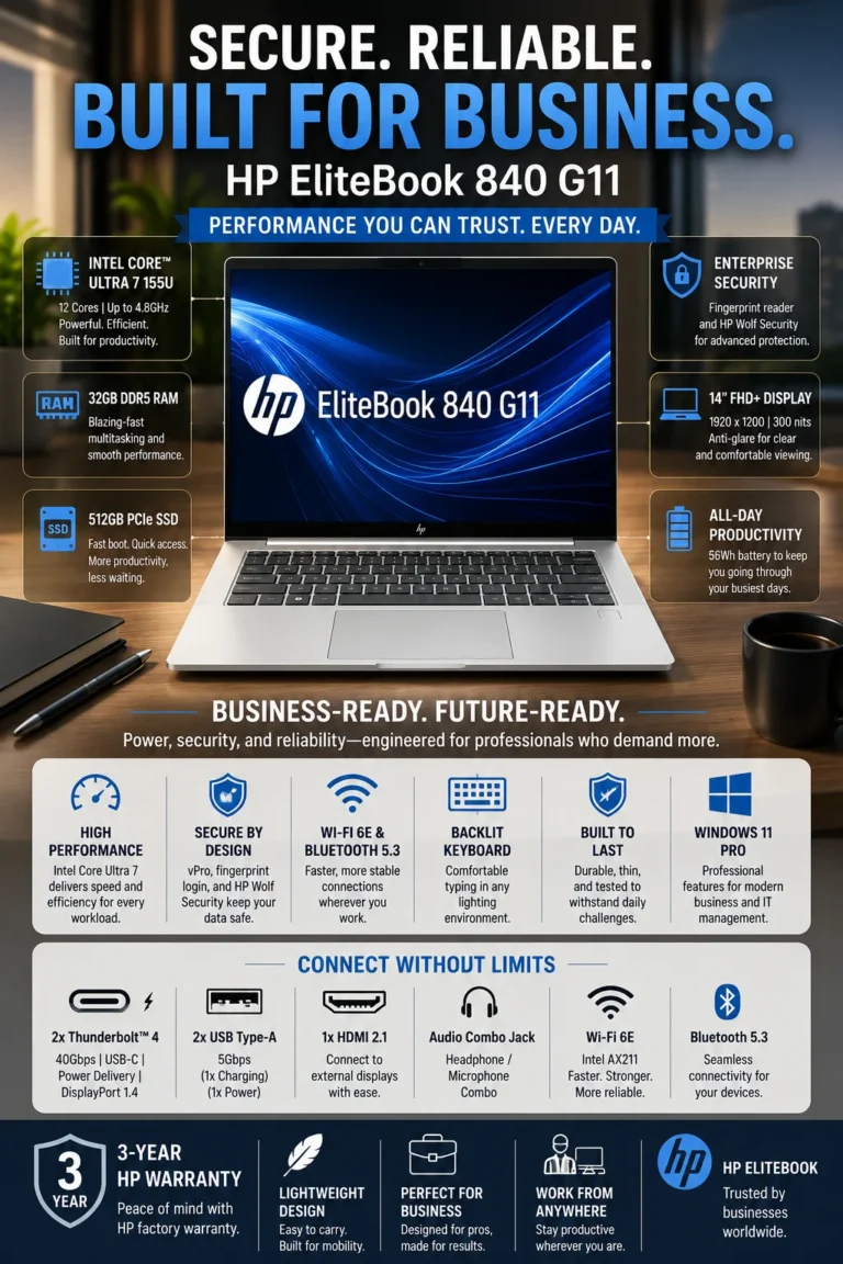 HP EliteBook 840 G11 business laptop with enterprise security features