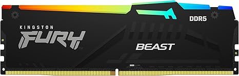 Kingston FURY Beast RGB 16GB DDR5 5200MHz RAM with RGB lighting for gaming PCs
