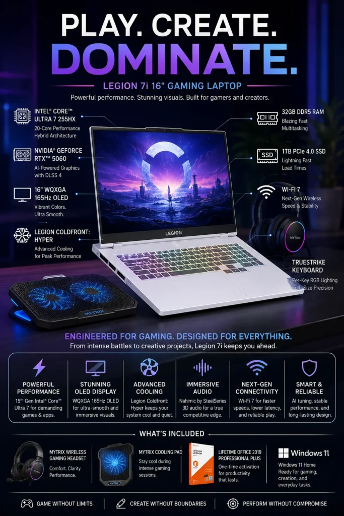Lenovo Legion 7i laptop for day trading and multi-screen workflows