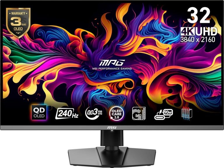 MSI MPG 321URX QD-OLED 32-inch 4K 240Hz gaming monitor with OLED display and HDR performance