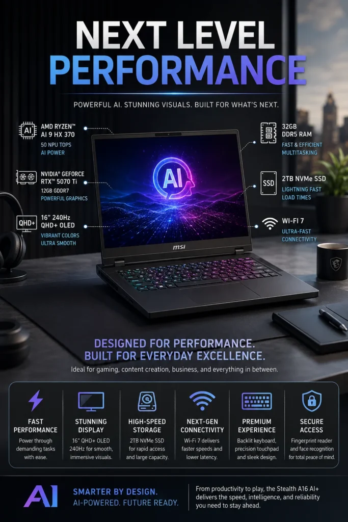 MSI Stealth A16 gaming laptop for stock and crypto trading