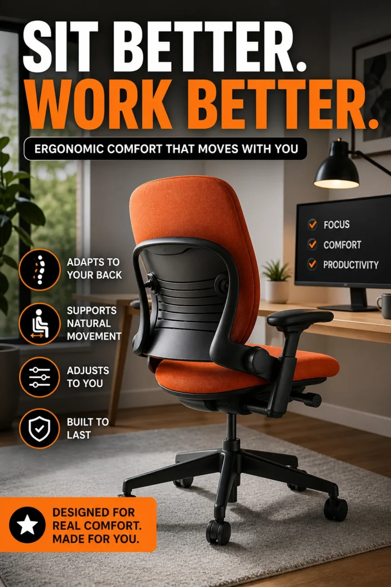 Steelcase Leap ergonomic chair with LiveBack technology adapting to spine movement