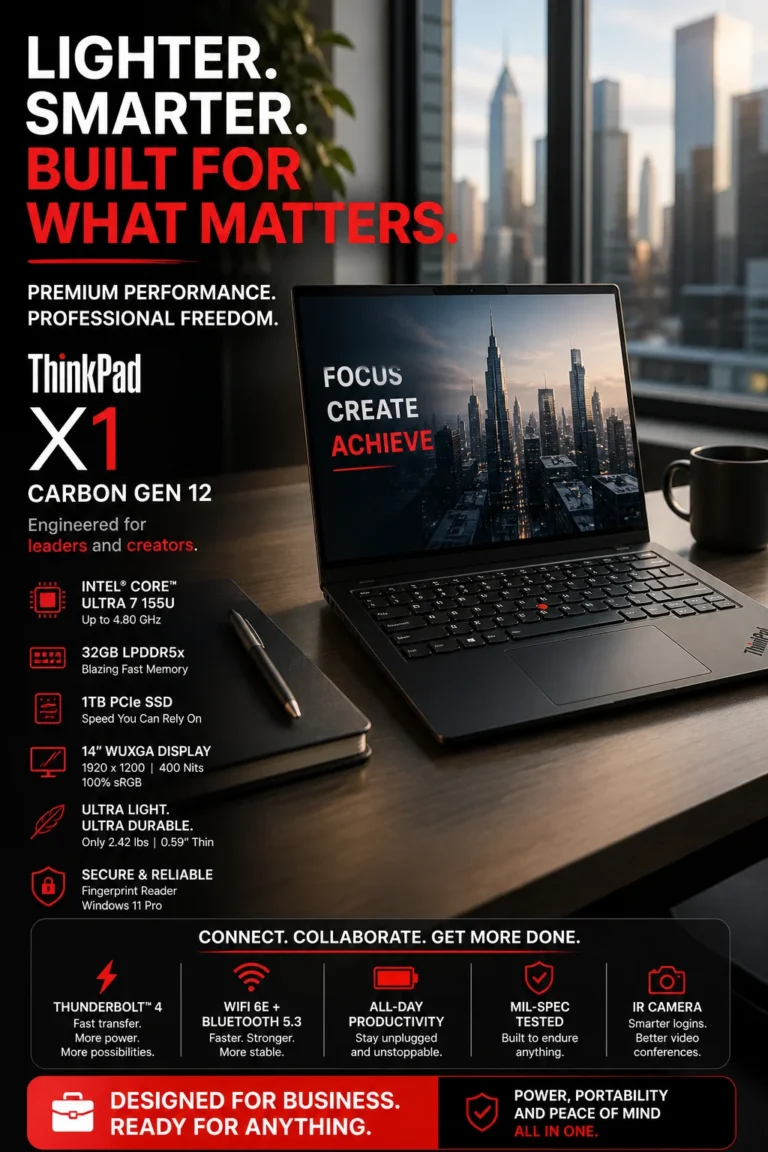 Clean business workspace with a professional laptop designed for productivity, reliability, and corporate work environments
