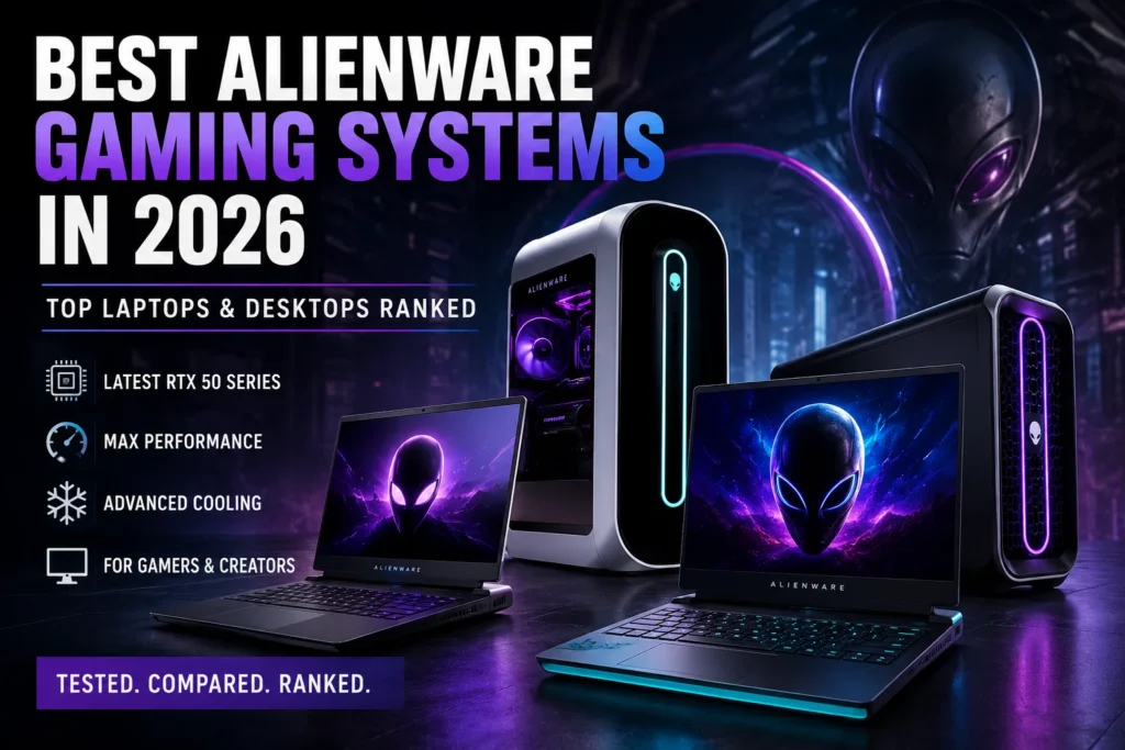 Alienware Area-51 gaming desktop with Intel Ultra 9 285K, RTX 5090 32GB GPU, 64GB RAM, liquid cooled high-end gaming PC 2026