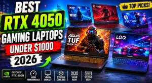 Best RTX 4050 Gaming Laptops Under $1000 in 2026 (Gaming, College & Content Creation Tested) Best RTX 4050 gaming laptops under $1000 in 2026 featuring ASUS TUF Gaming A16, Lenovo LOQ, Acer Nitro V, HP Victus 15 and MSI gaming laptops