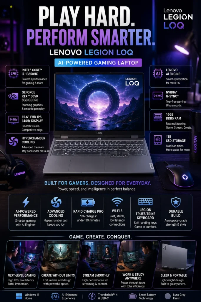 Lenovo LOQ 15 gaming laptop with Intel Core i7 and RTX 5050 graphics