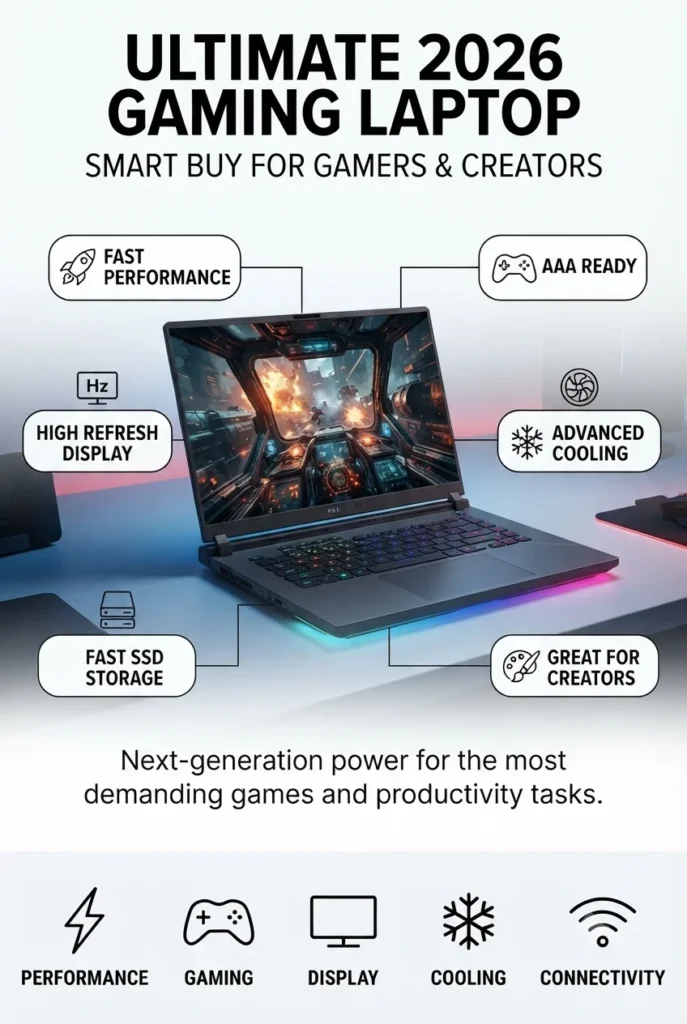 ASUS ROG Strix G16 2026 gaming laptop featuring NVIDIA RTX 5080 Laptop GPU and Intel Core Ultra processor