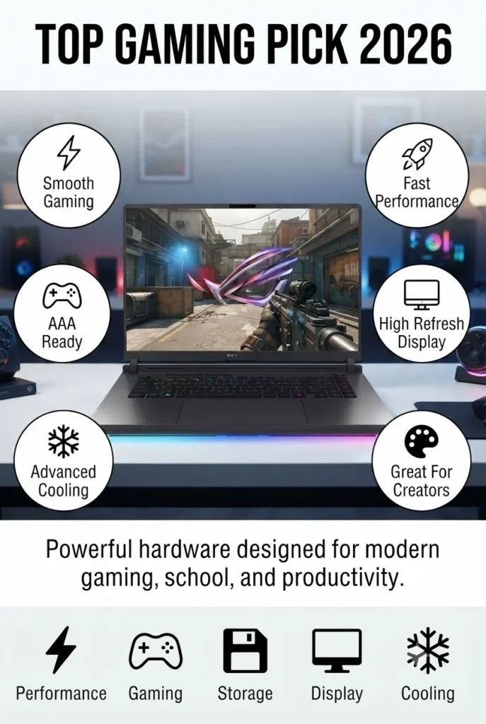 ASUS ROG Strix G16 gaming laptop with Intel Core Ultra 9 and NVIDIA RTX 5080 for AI development and machine learning.