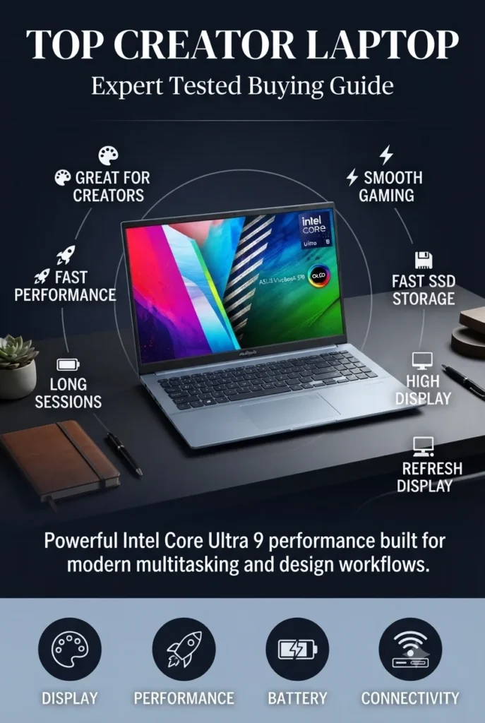 ASUS Vivobook S16 AI laptop with Intel Core Ultra 9 processor, OLED display and AI performance features for productivity in 2026