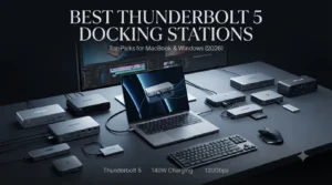 The best Thunderbolt 5 docking stations in 2026 including CalDigit, Anker, UGREEN, OWC, Plugable, Kensington, and WAVLINK.