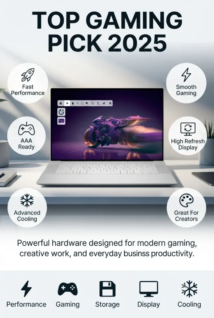 Dell Premium 16 XPS laptop with Intel Core Ultra 9 and RTX 5060 for AI creators and developers.