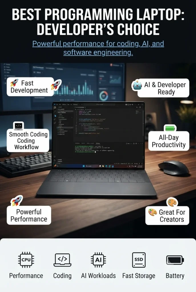 Dell XPS 14 premium laptop for programming, coding, software development, and engineering workloads