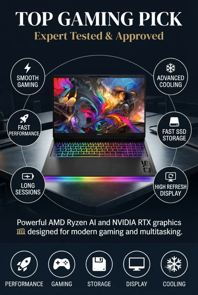 HP OMEN 16 MAX gaming laptop with Ryzen AI 9 processor RTX 5070 Ti graphics and high refresh display
