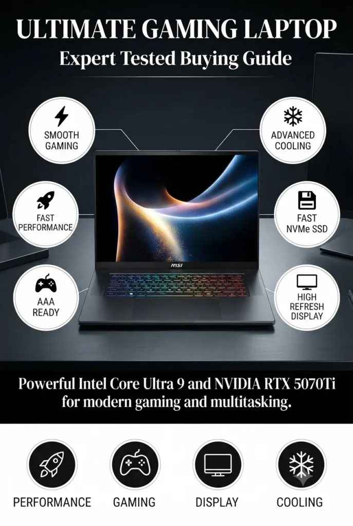 MSI Stealth 16 AI+ gaming laptop with Intel Core Ultra 9 processor RTX 5070 Ti graphics and OLED display