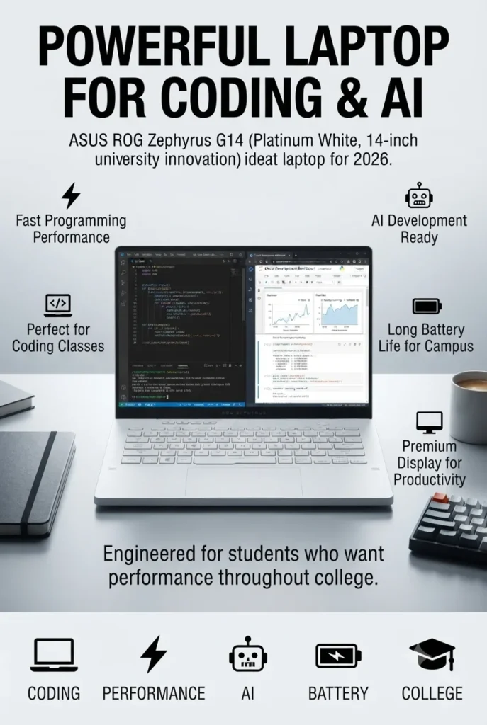 ASUS ROG Zephyrus G14 laptop with RTX graphics for AI programming and computer science students