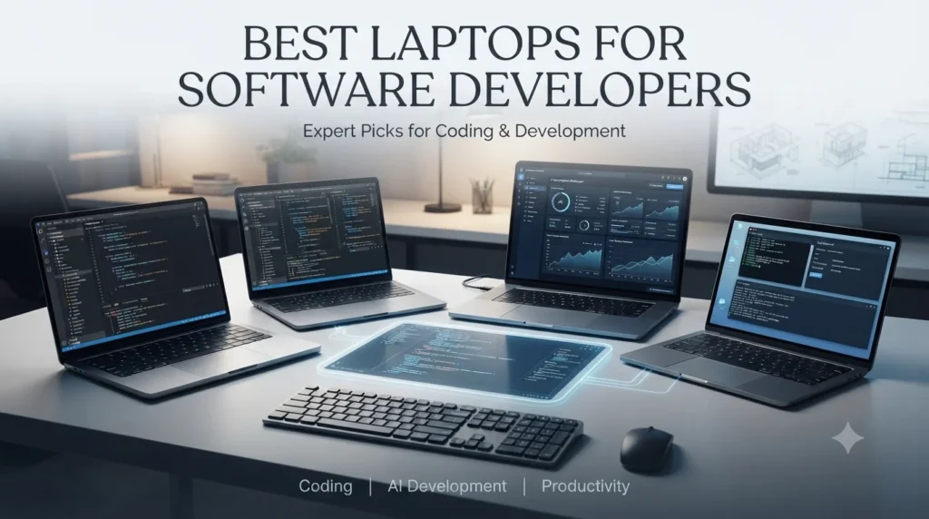 Best laptops for software developers featuring premium coding laptops for programming, software engineering, AI development, and professional workflows