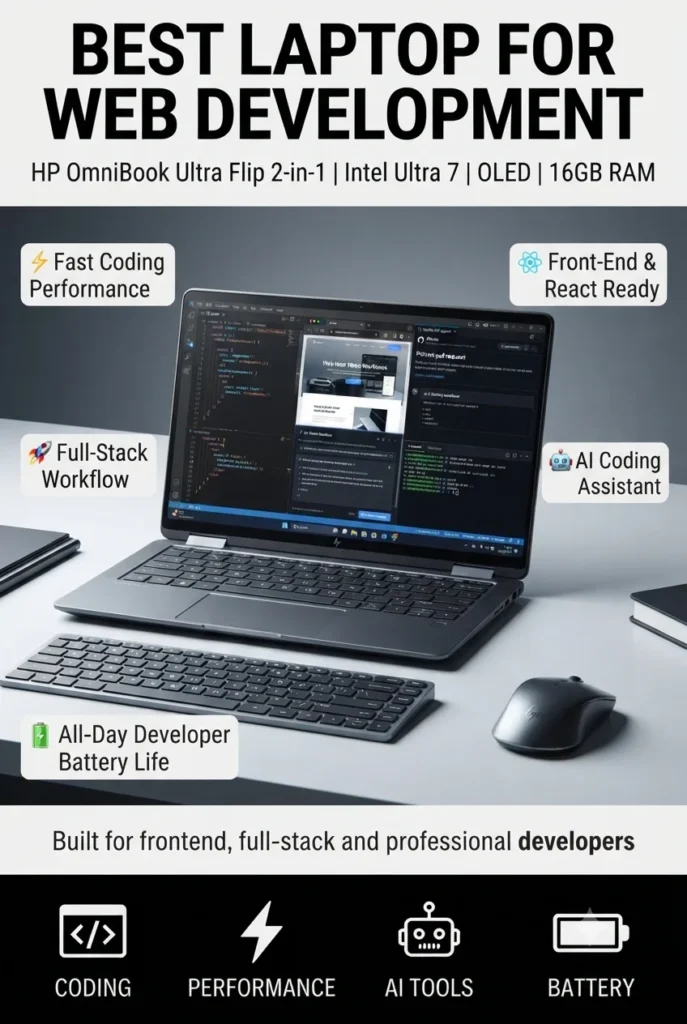 HP OmniBook Ultra Flip OLED touchscreen laptop for web development and productivity