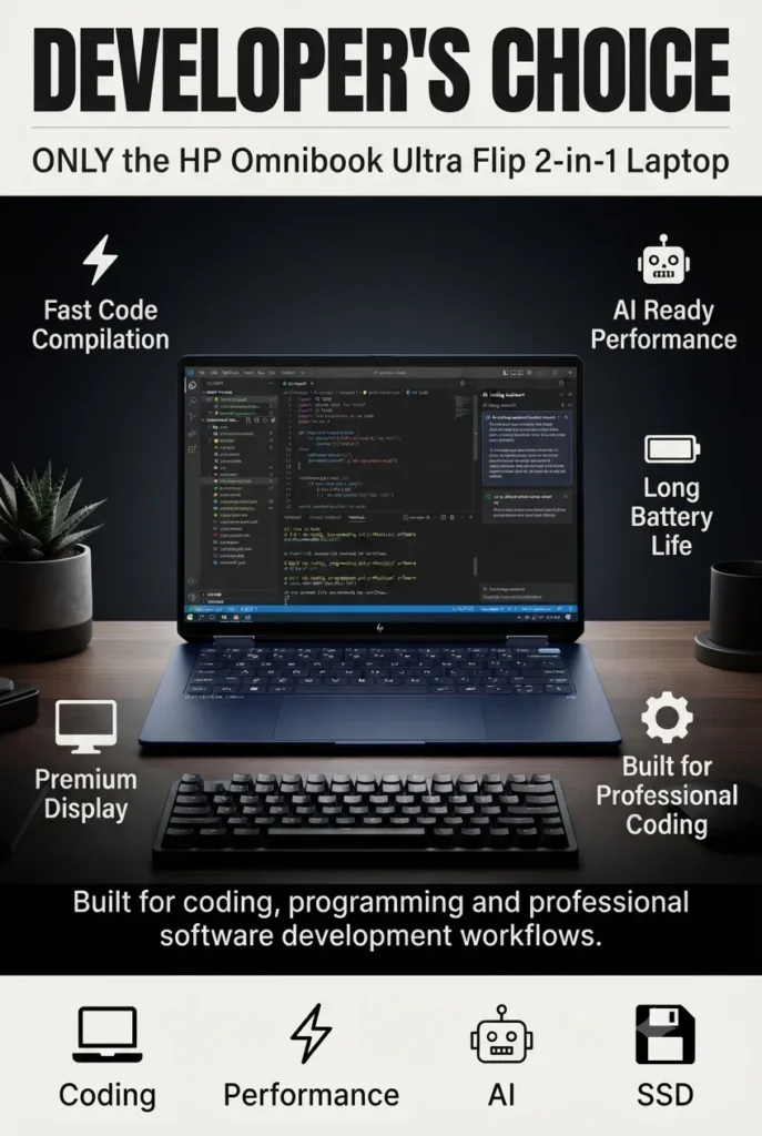 HP OmniBook Ultra Flip 2-in-1 laptop for coding software development and AI programming