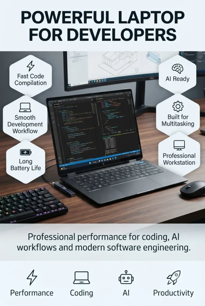 HP OmniBook Ultra Flip Copilot laptop with OLED touchscreen for software developers, coding, AI workflows, and productivity