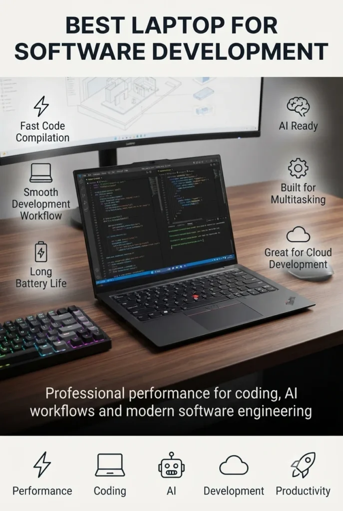 Lenovo ThinkPad X1 Carbon Gen 13 laptop for software developers with premium keyboard, AI performance, and business productivity features
