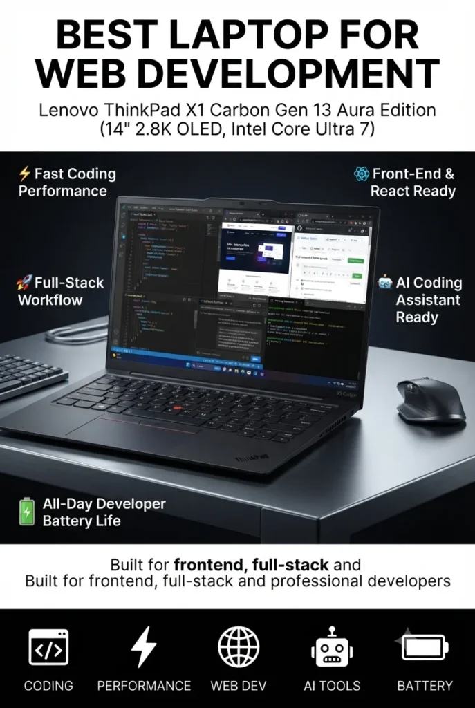 Lenovo ThinkPad X1 Carbon Gen 13 laptop for software developers and full-stack programming