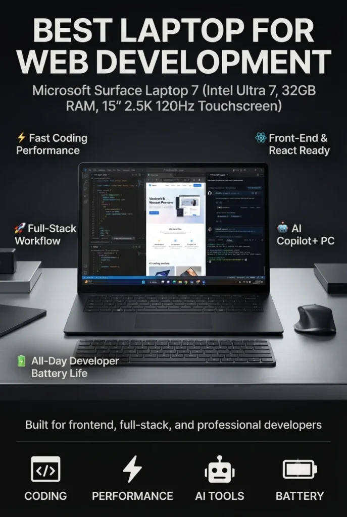 Microsoft Surface Laptop 7 with Intel Core Ultra processor for professional web development