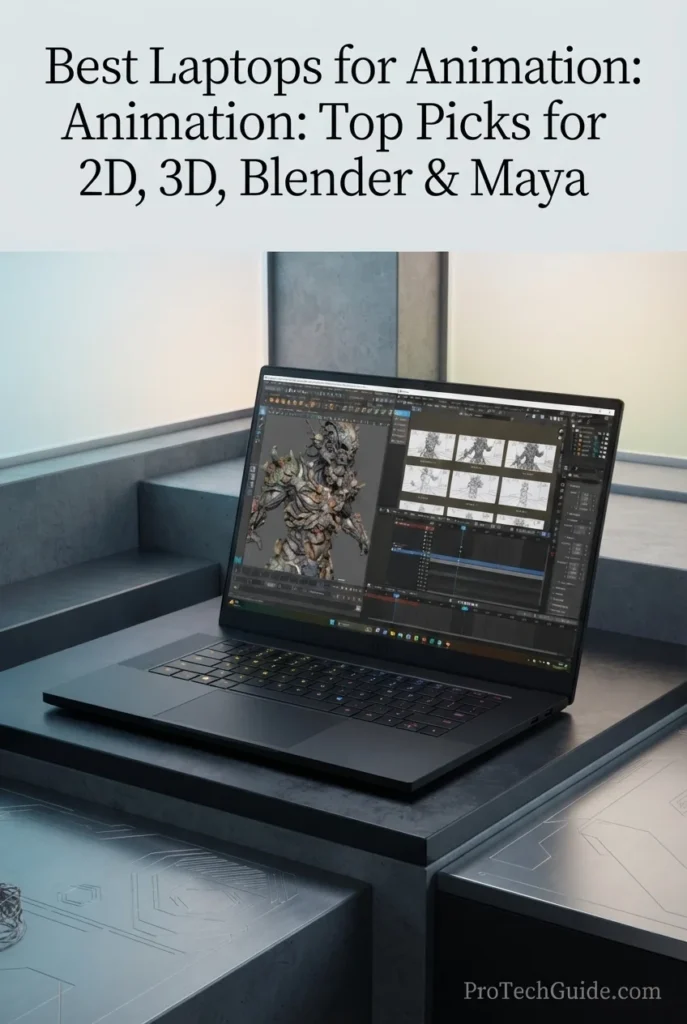 Razer Blade 16 laptop with RTX 5070 Ti and OLED display for animation