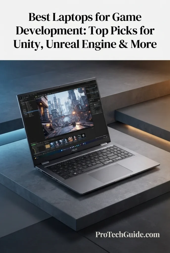 ASUS ProArt P16 laptop with 4K OLED display for game development and 3D workflows
