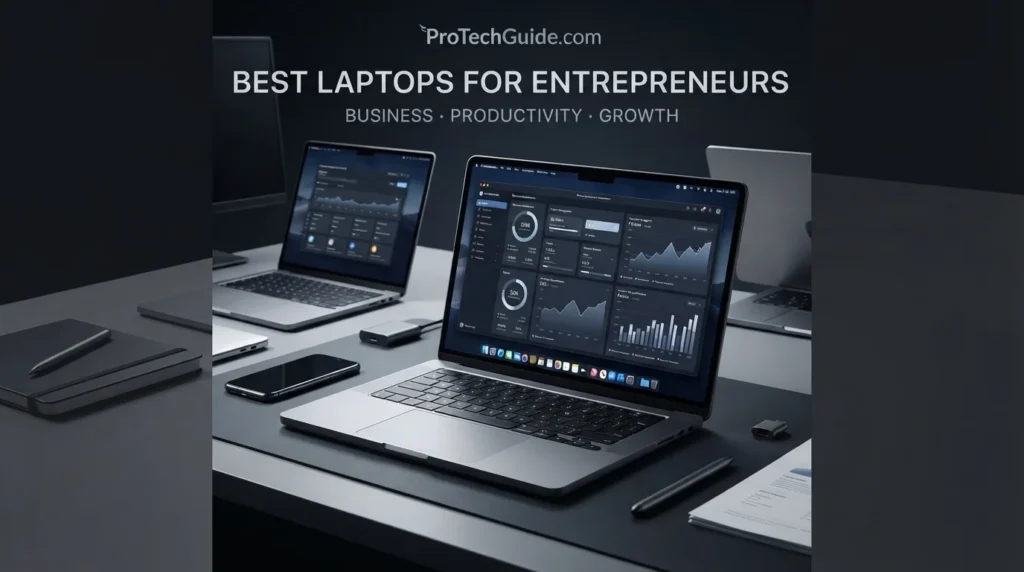 Laptops for entrepreneurs focused on business productivity, multitasking and professional work