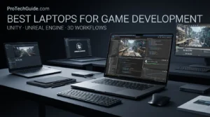 Laptops for game development with Unity, Unreal Engine, 3D workflows, and coding