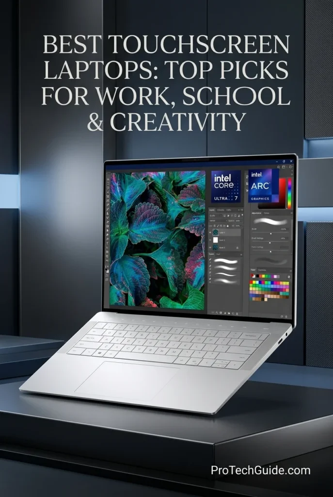 Selection of touchscreen laptops for productivity, education, multitasking, and creative applications